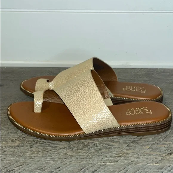 Franco Sarto Womens Pebbled/Metallic Gem Leather Slip On Slide Sandals - Size 8 - Picture 4 of 9